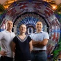 Photo illustration: physicists Avto Kharchilava, Ia Iashvili and Salvatore Rappoccio at the Large Hadron Collider. 