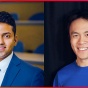 Rohan Shah and Huy Duc Pham with Forbes 30 under 30 logo. 