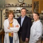 Janet Morrow (left), SUNY Distinguished Professor and Larkin Chair in the Department of Chemistry, co-founded the startup Ferric Contrast with Bradford La Salle (center). Patrick Burns (right), a UB PhD graduate, is the company's lead chemist. 