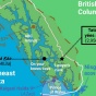 A map showing Southeast Alaska and the spot where the human remains were found. 