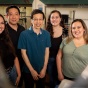 Bing Gong's lab, from left, Jillian McGrath, PhD student; Yulong Zhong, research assistant professor; Bing Gong, Christina Scalzo, PhD student and Victoria Schmidt, a masters student. 