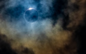 solar eclipse with clouds. 
