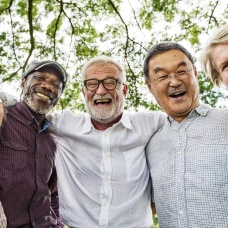 Group of smiling senior citizens. 