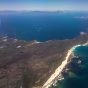 A view outside an airplane window. 