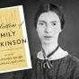 cover of "the Letters of Emily Dickinson" edited by Cristianne Miller and Domhnall Mitchell next to Emily Dickinson portrait. 