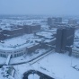 Aerial view of the North Campus after blizzard conditions snowed in much of Western New York in December 2022. 