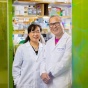 Soo-Kyung Lee and Jae Lee, leaders of the FOXG1 Research Center at the University at Buffalo, stand together in their lab after their newly developed drug was approved to begin clinical trials. 