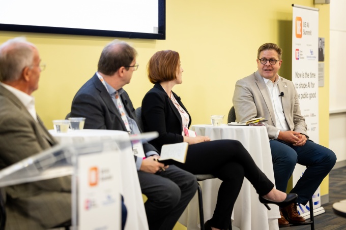 Dean Jeff Grabil and speakers at AI Summit. 