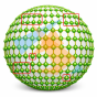 An illustration of green balls interconnected to create a sphere. 