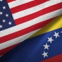 The flags of Venezuela and the United States. 