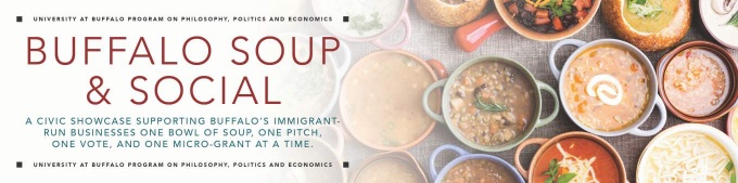 banner that says buffalo soup and social. 