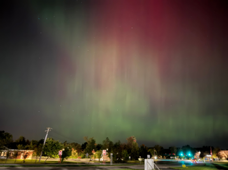 Aurora night sky over UB's North Campus. 