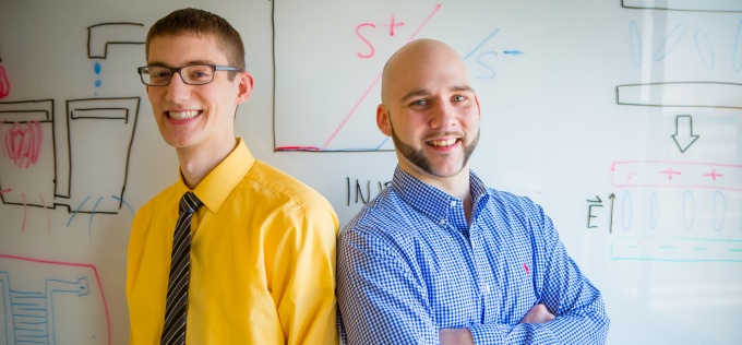 2014 UB undergraduate physics Goldwater Scholarship recipients Nigel Michki, left, and Sean Bearden. 