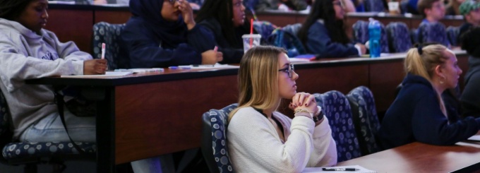 Undergraduate poli-sci students in class. 