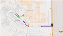 Zoom image: Map of UB South Campus (Main St) Sherman parking lot (P) and clinic (*) 