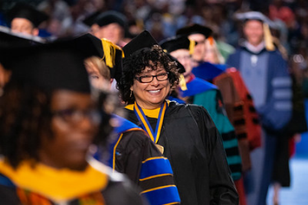 Staff and students at Commencement. 