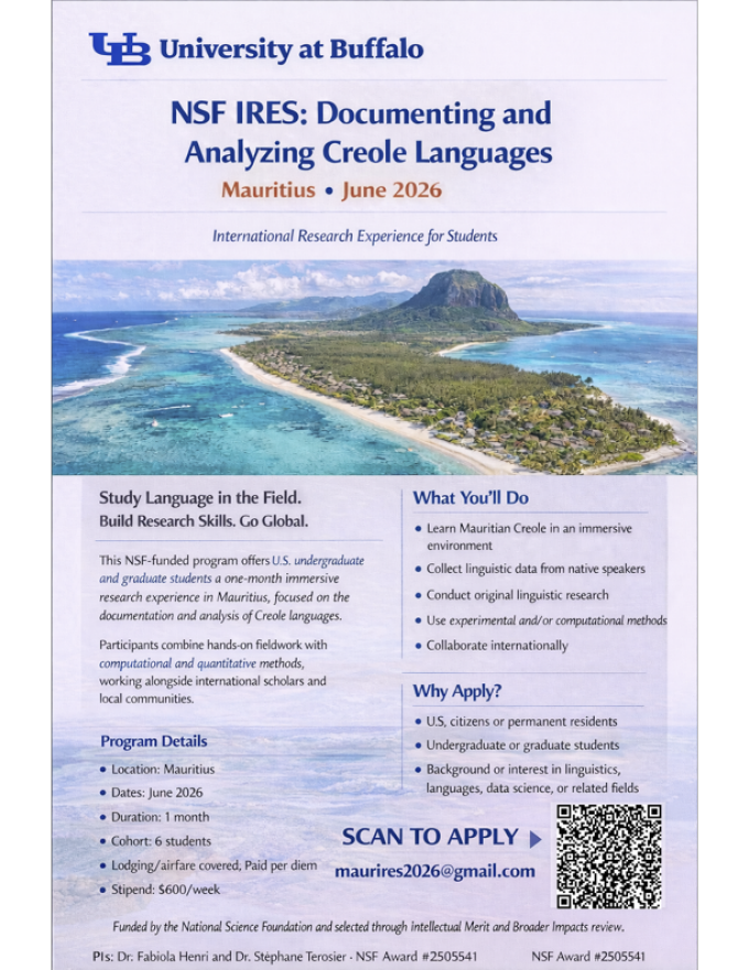 NSF IRES Document and Analyzing Creole Languages Reserch Opportunity. 
