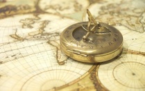 Compass on a map. 