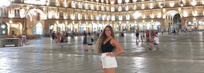 Samantha Spinella at the Plaza Mayor, Salamanca, Spain. 