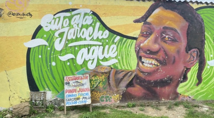 Graffiti with text in Palenquero creole. 