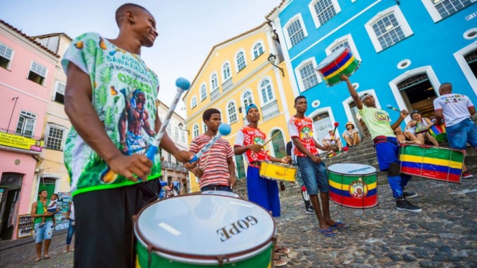 Street musicians in Salvador Bahia Brazil. 