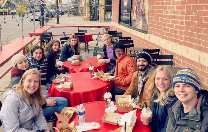 French Club enjoys poutine on Hertel Ave, Buffalo. 