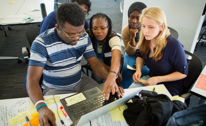 Students working on the Global Innovation Challenge. 