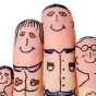 A family drawn on four fingers. 