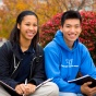 Students studying outside. 