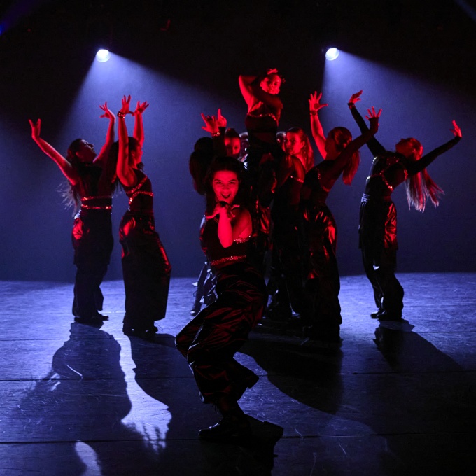 Dancer in mid-air. 