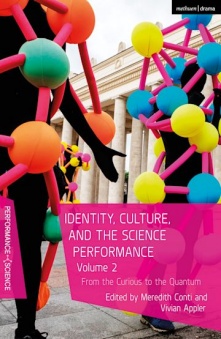 Book cover with figures in black leotards covered by what appear to be playful atomic structures. 
