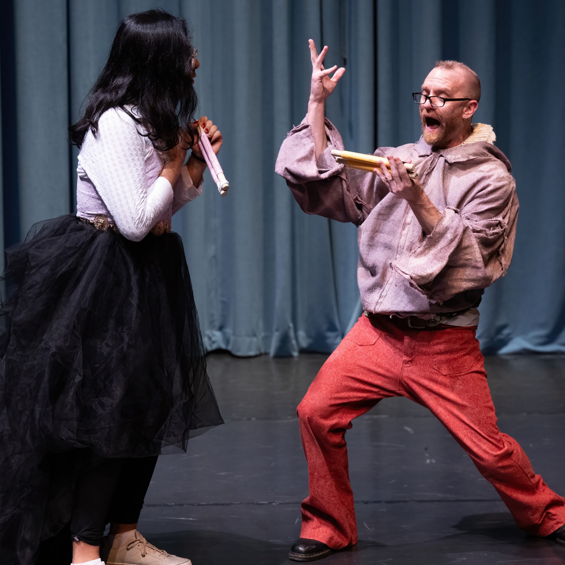 Shakespeare production on stage. 