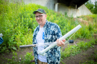 David Robison, Wilson High School earth sciences teacher, shows off a sediment core. Credit: Douglas Levere / University at Buffalo