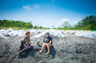 Kimberly Meehan (left), UB clinical assistant professor of geology, and Nadezda Mease, a teacher at Niagara Falls High School, at Penn Dixie Fossil Park and Nature Reserve. Credit: Douglas Levere / University at Buffalo