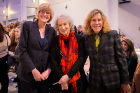 Margaret Atwood (center) with College of Arts and Sciences Dean Robin Schulze (left) and Eileen Silvers. Atwood is the 2017-18 Eileen Silvers Visiting Professor in the Humanities at UB. Photo: Meredith Forrest Kulwicki.