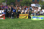 During the NoDAPL Solidarity event at UB in September 2016, participants protest the Dakota Access Pipeline.